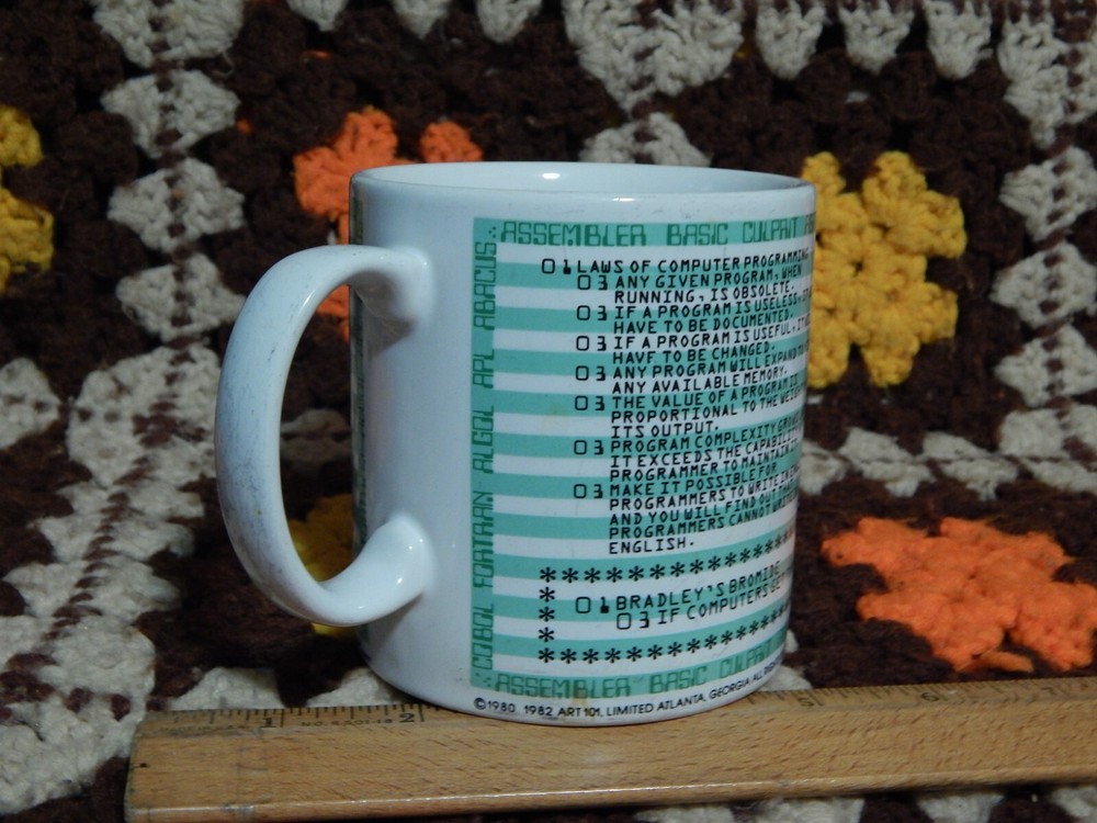 Kenneth Grooms ~ Computer Programming (1982) Ceramic MUG Coffee CUP Art 101