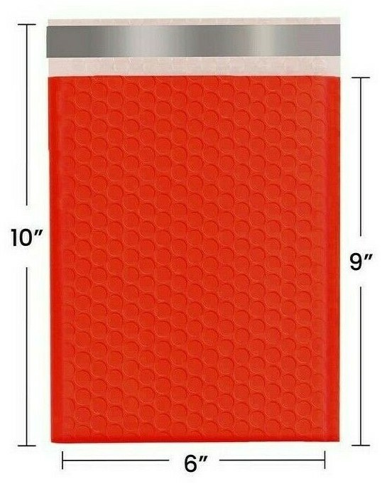 6x9'' RED POLY BUBBLE MAILERS COLORS HIGH QUALITY