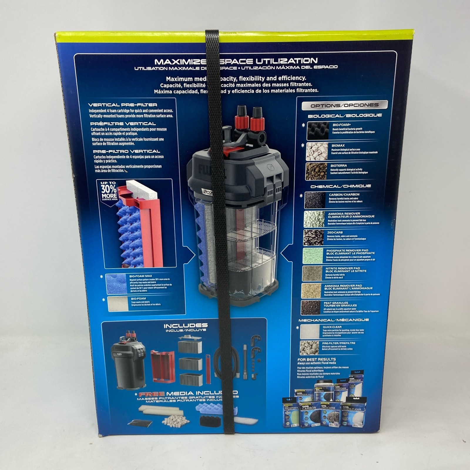 Fluval 207 Performance Canister Filter, Black/Gray — For Aquariums 20-45 Gallons