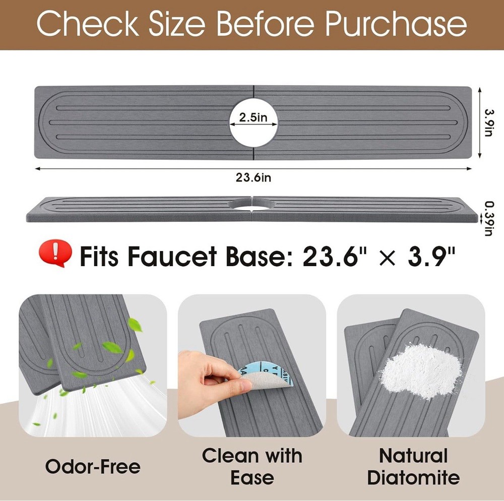 Stone Faucet Mat for Kitchen Sink – Diatomite Drying Stone Mat & Sink Protector,