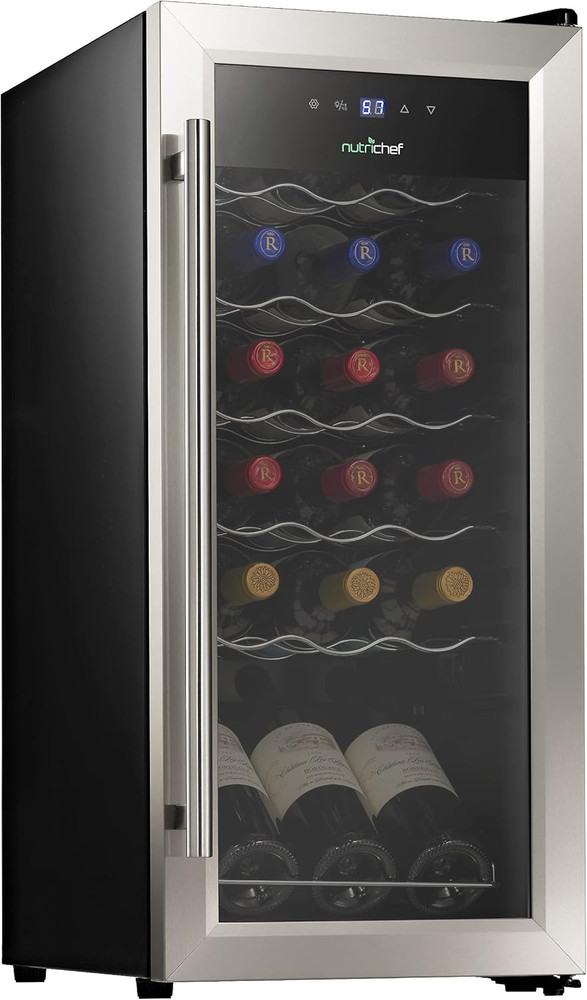 18-Bottle Wine Fridge - Quiet Mini Cooler with Adjustable Temperature