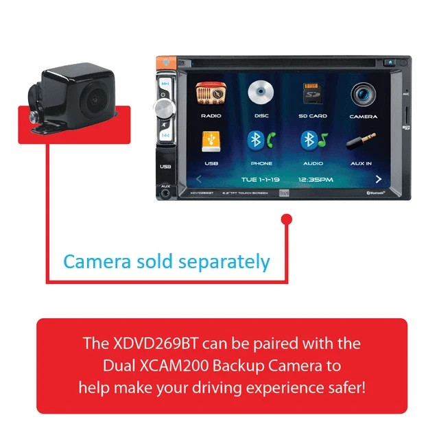 Dual XDVD269BT CD Player Bluetooth USB AUX Input 6.2" Touch Screen LCD™