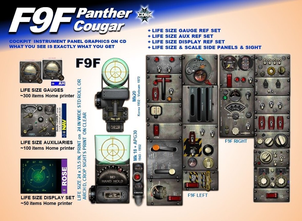 F9F PANTHER & COUGAR COCKPIT instrument panel CDkit