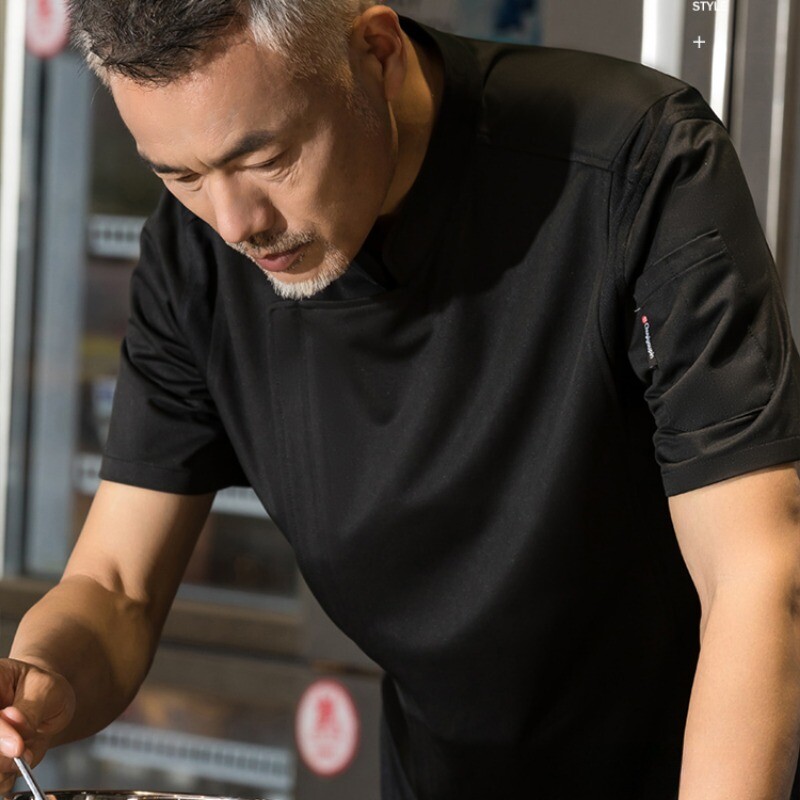 Men Breathable Catering Chef Work Clothes Coat Professional Uniform Jacket Zip