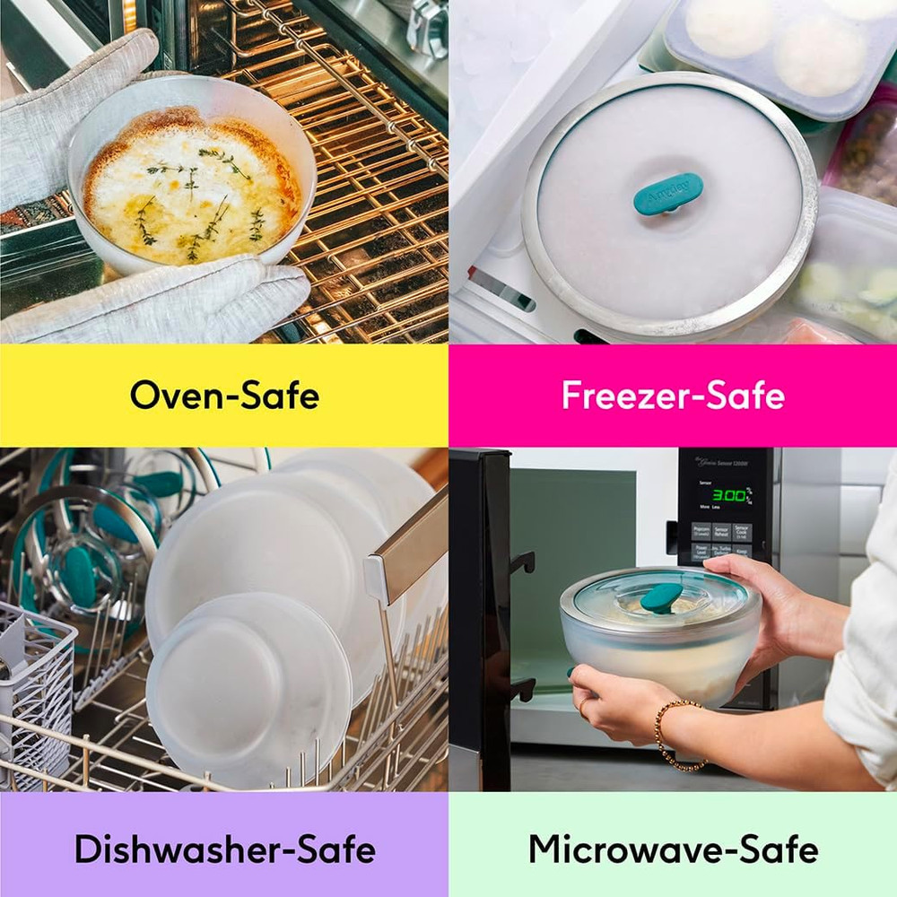 Microwave Cookware & Glass Food Storage Set - 4-Pc Stackable Containers