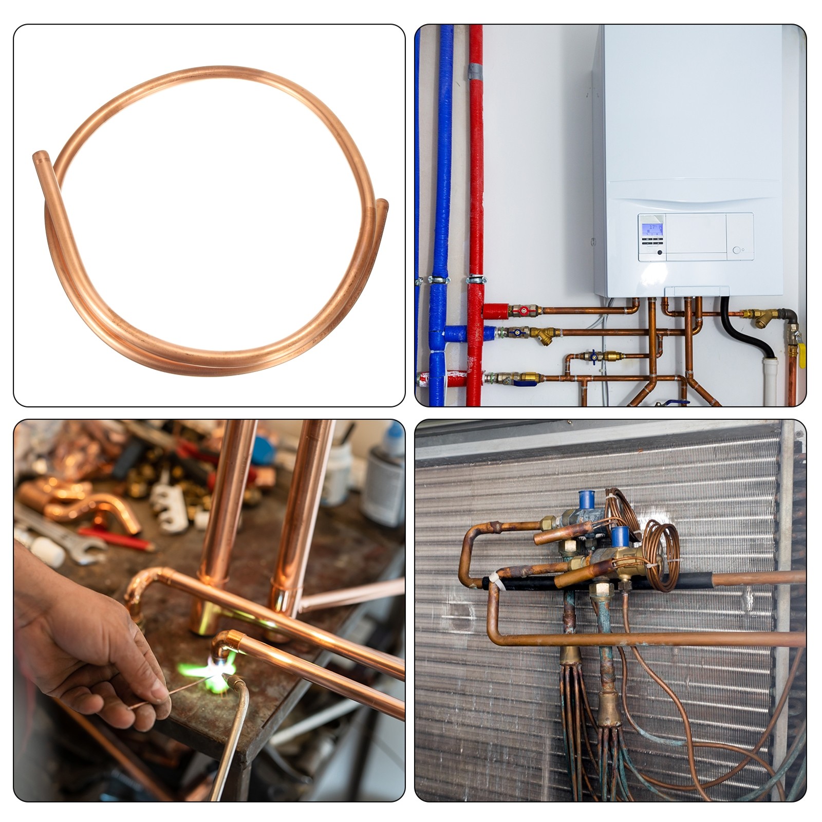 Copper Tube 3/8" OD x 3Ft 1/32" T Refrigeration Pipe Seamless Hollow Metal Soft