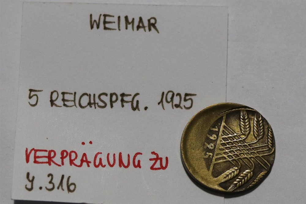 🧭 🇩🇪 GERMANY ERROR COIN WEIMAR OFF CENTRE B88 #K1246