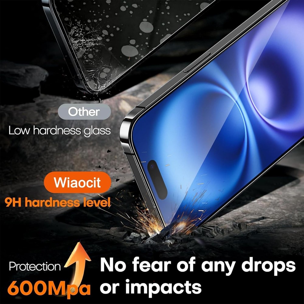 3 Pack Tempered Glass Screen Protector for iPhone 16 series with 3 Pack Camera