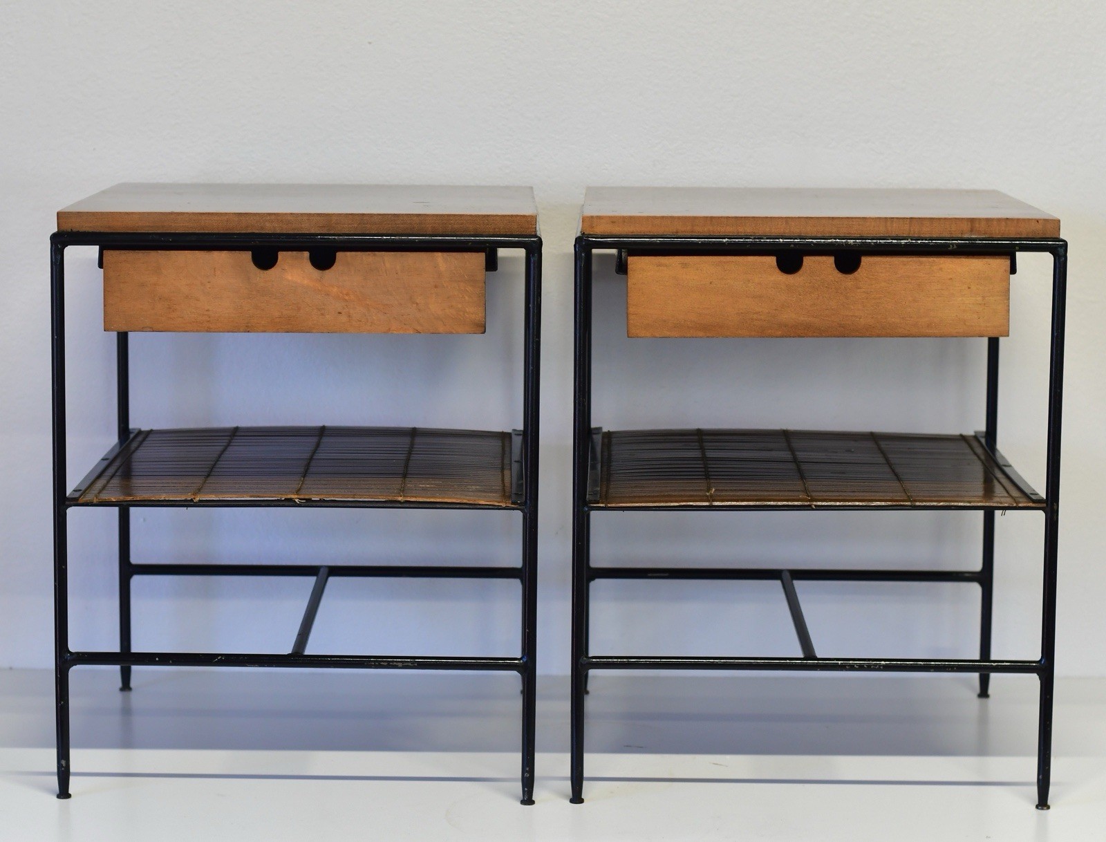 Mid Century Modern Pair of PAUL MCCOBB Wrought Iron PLANNER GROUP End Tables