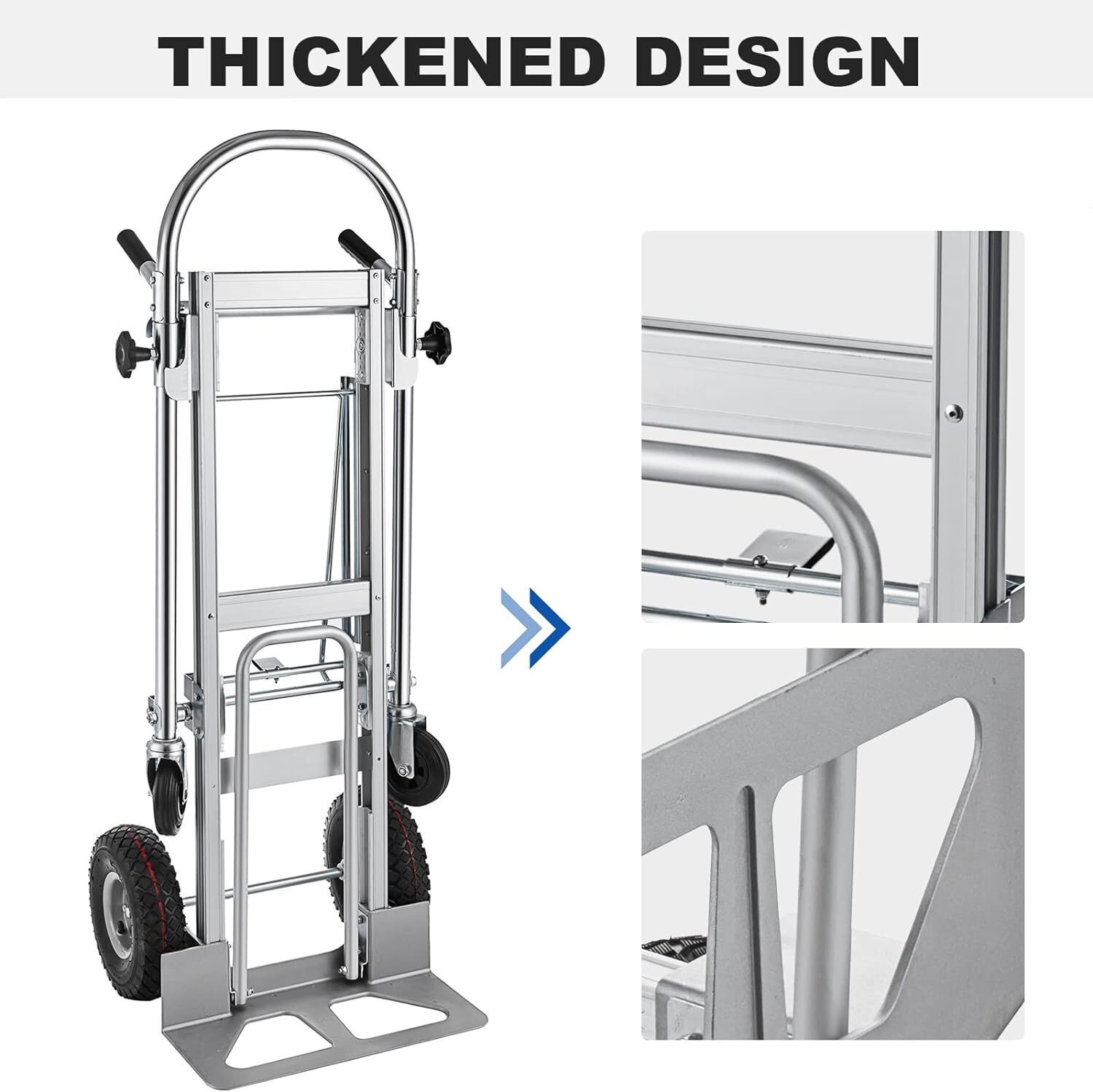 Aluminum Convertible Hand Truck 4-in-1 1000 Lbs Capacity Heavy Duty Dolly Cart