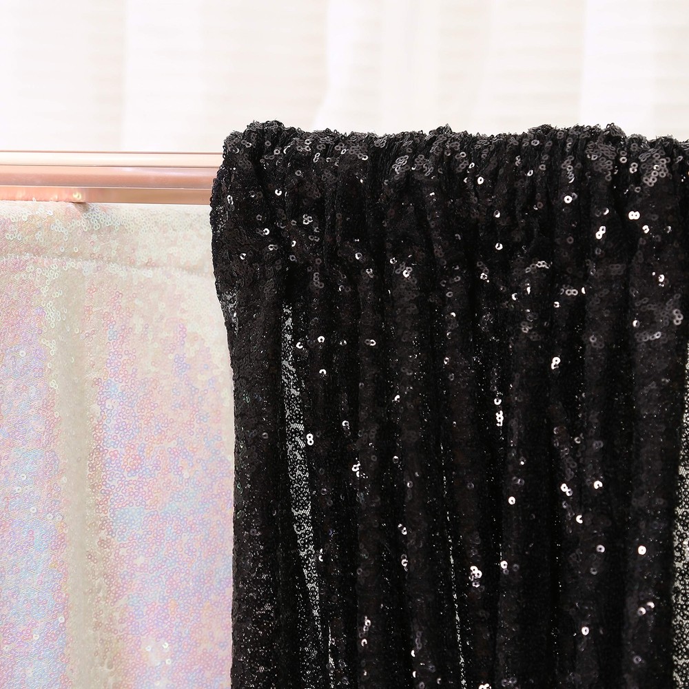Black Sequin Backdrop Curtains 2 Panels Black Sequin Backdrop 2FTx8FT Sequin ...