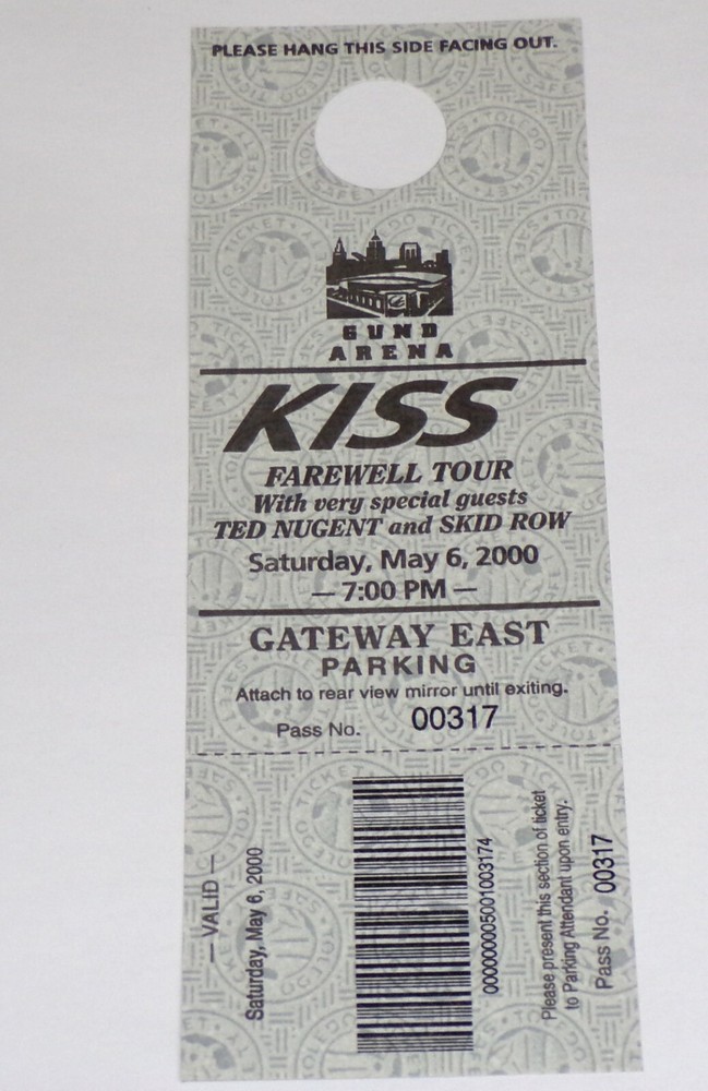 KISS Pass Parking Farewell Concert Tour Gund Cleveland OH May6 2000 Vintage Kiss