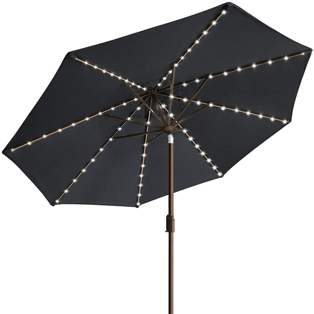 EliteShade USA Umbrella Solar 9ft Market Umbrella with 80 LED Lights