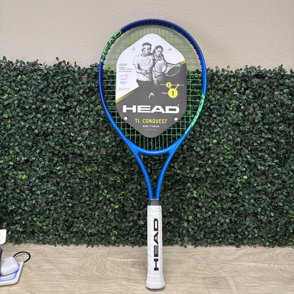 HEAD Ti. Conquest Tennis Racket - Pre-Strung Head Light Balance 27 4.5, Blue