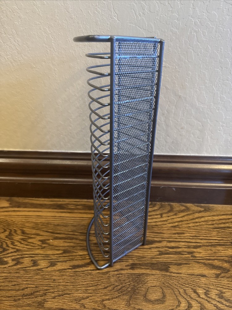 20 CD Rack Tower Storage Silver Wire 12”