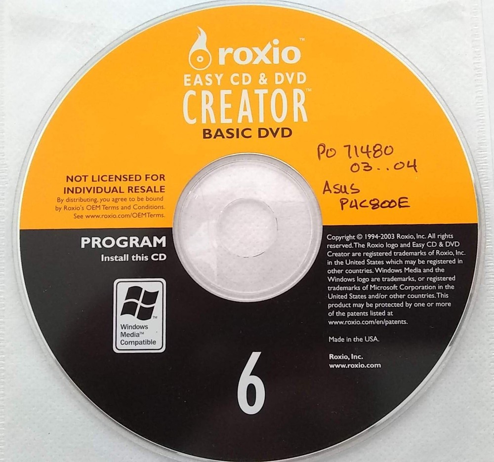 Roxio Easy CD DVD Creator 6 Full Version w/ Serial Number License
