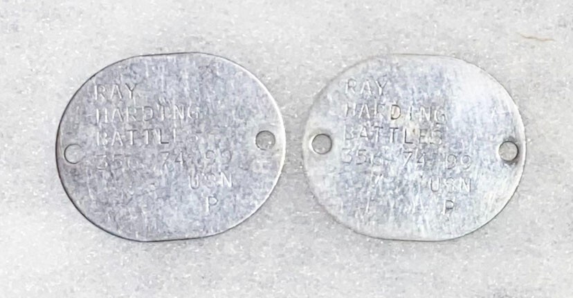 WWII Set USN Ray Battles Dated Dog Tags
