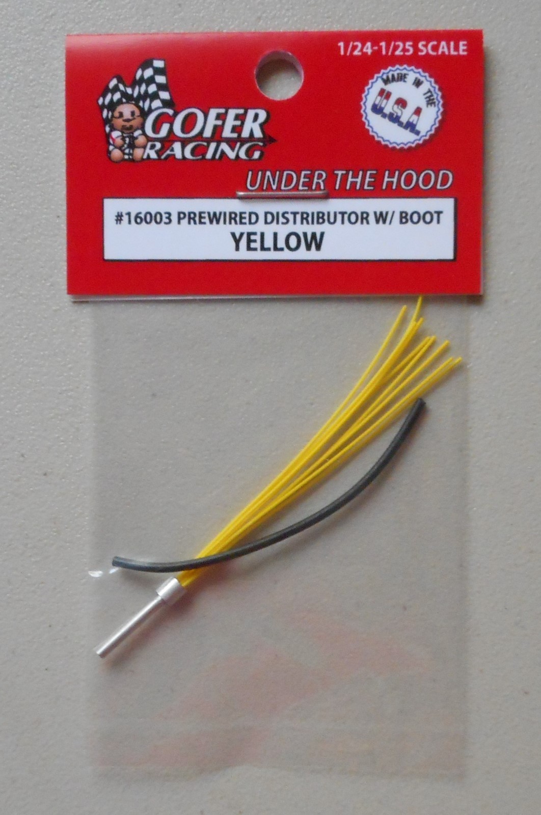 YELLOW PREWIRED DISTRIBUTOR 1:24 1:25 GOFER RACING CAR MODEL ACCESSORY 16003