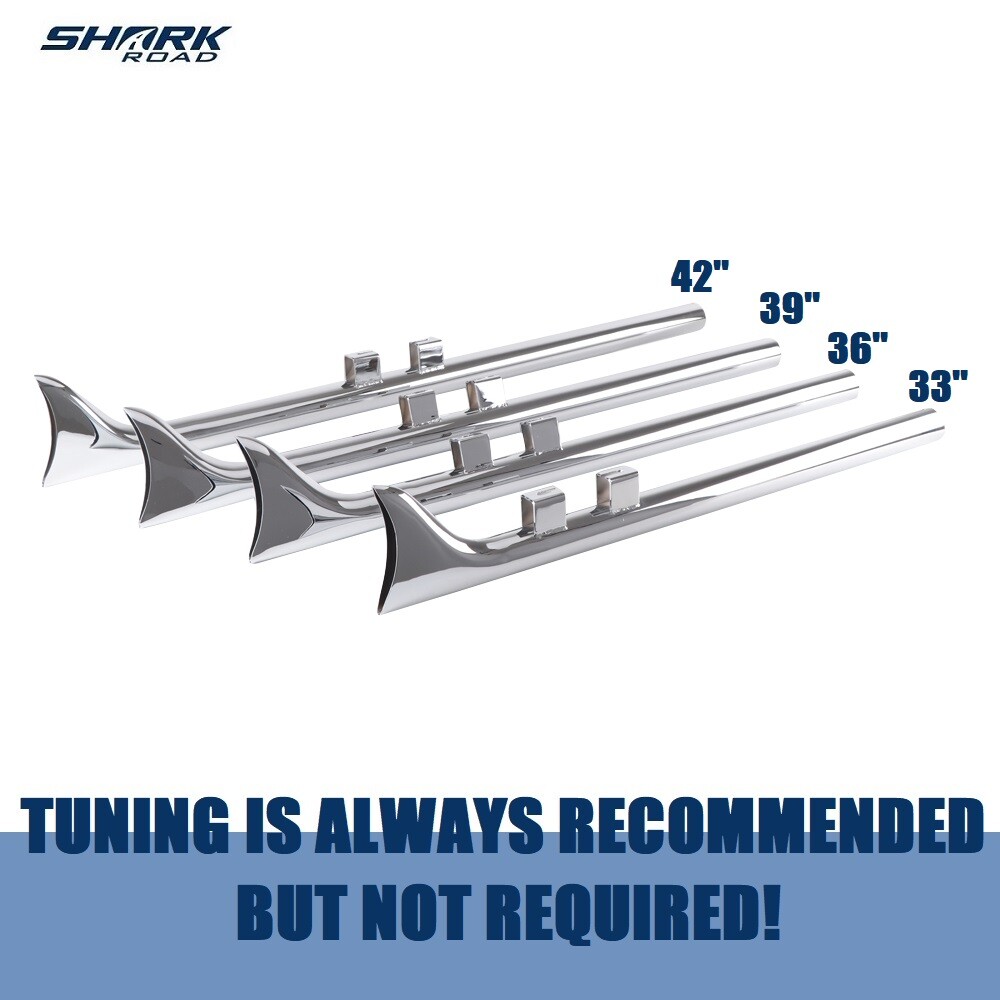 39”Fishtail Exhaust Pipe Slip Ons for Harley Touring Road King 1995-2016 Chrome