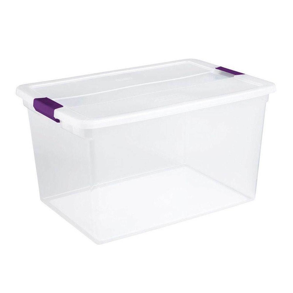 Sterilite 66 Quart Clear Plastic Latching Handle Storage Container Tote, 12 Pack