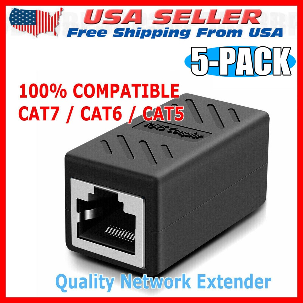 5X RJ45 Inline Coupler Cat7 Cat6 Cat5e Cat5 Ethernet LAN Network Cable Adapter