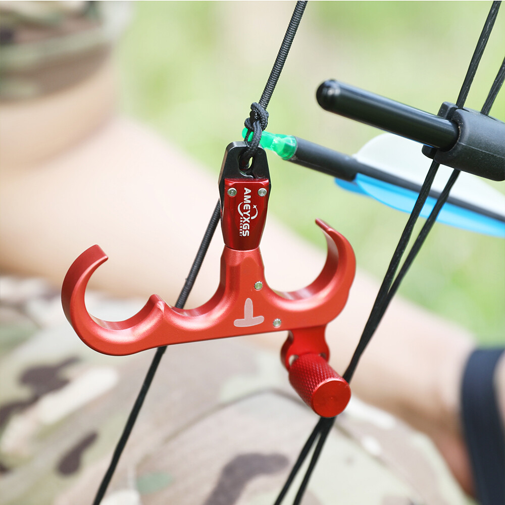 Compound Bow Release Aids Trigger 3 Finger Grip Thumb Caliper Archery Hunting