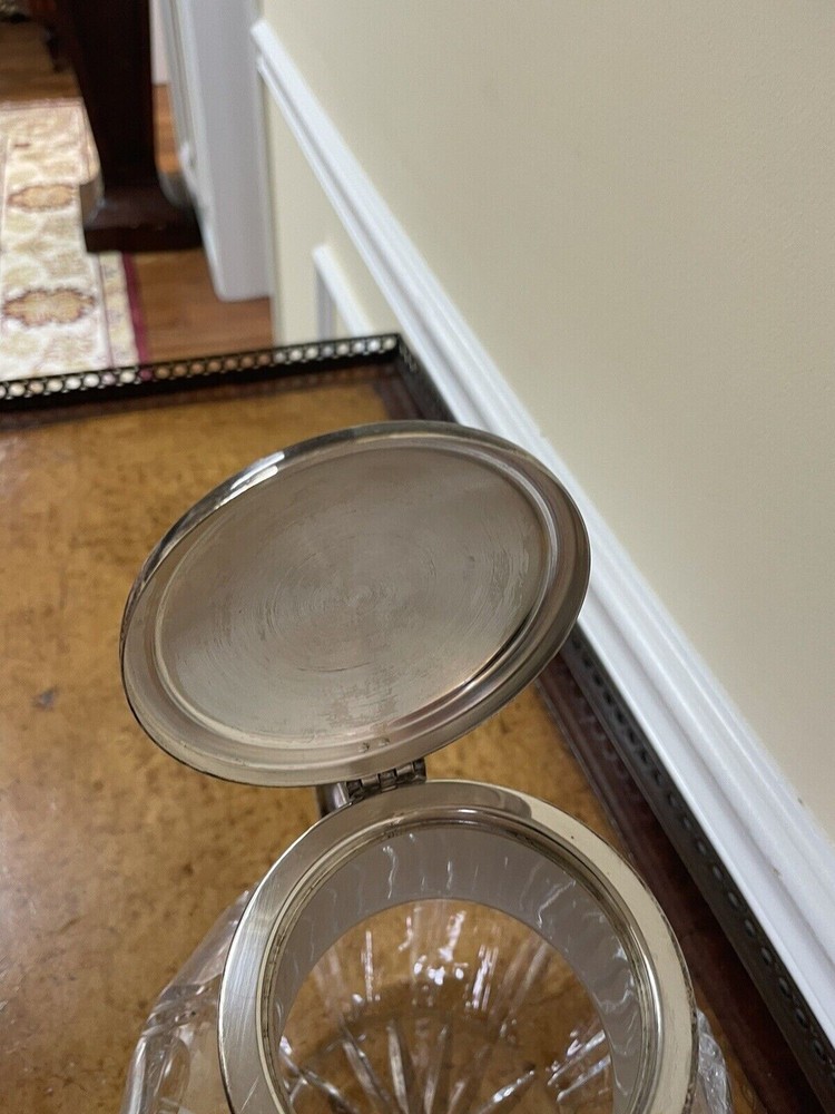 Antique Cut Glass Silver Plate Pitcher 9” Tall