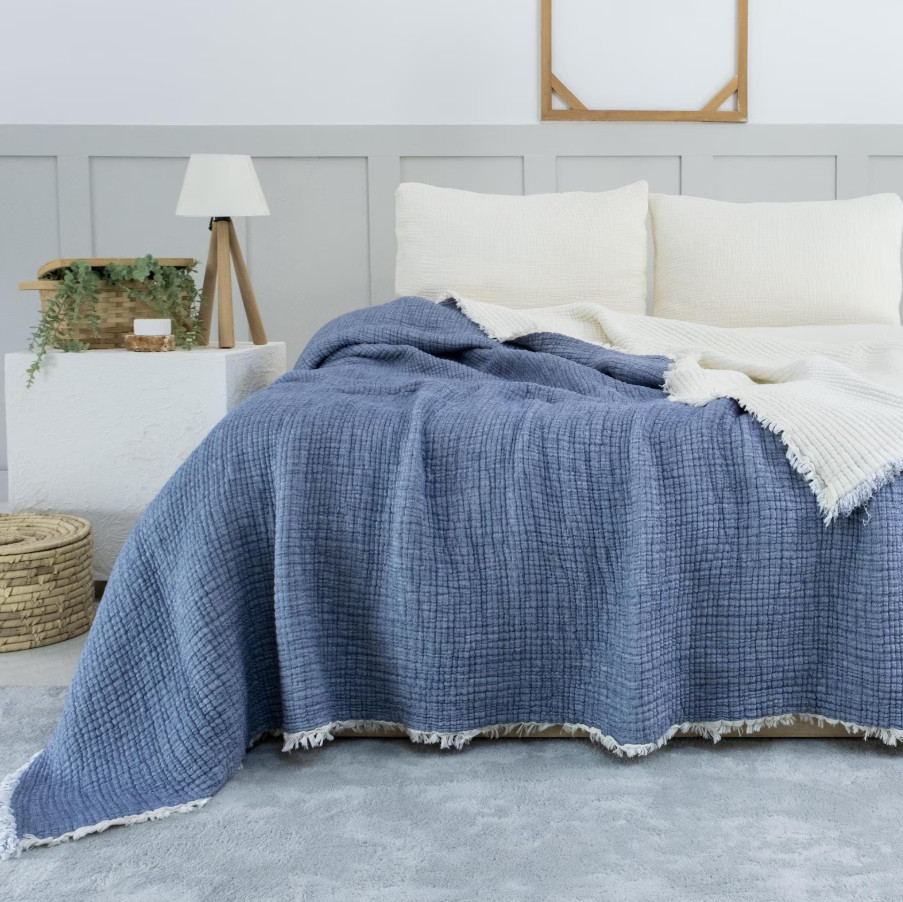 Boho Muslin Comforter Queen Size Turkish Cotton Soft Breathable Bedspread