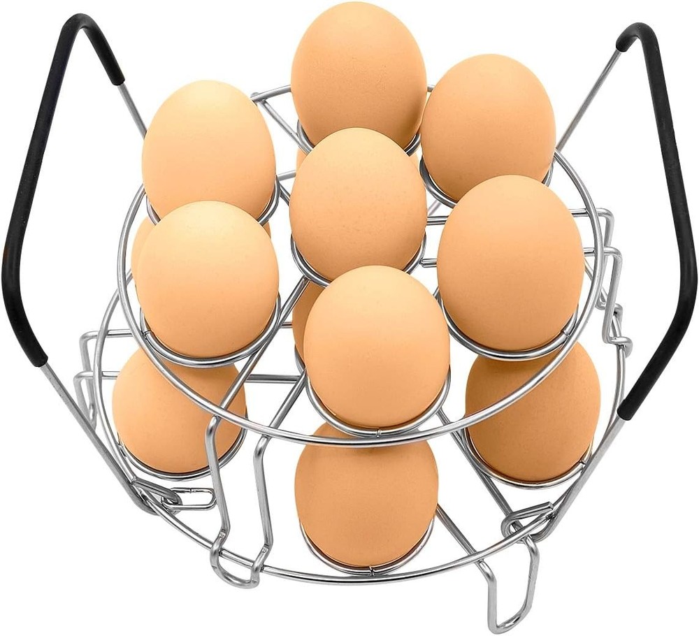 Stackable Egg Steamer, Egg Cooking Rack with Heat Resistant Silicone Handles