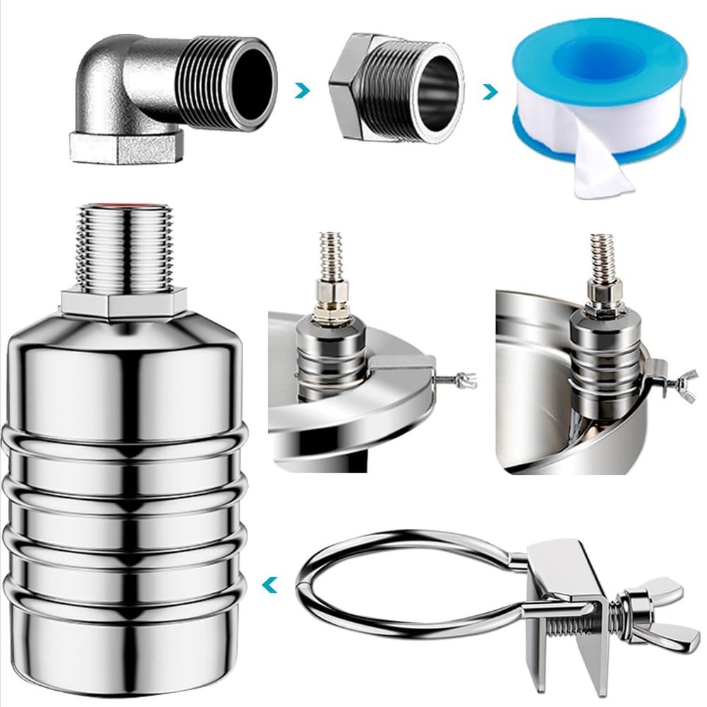 Float Valve,1/2" to 3/4'' water level control float valve, 304 Stainless Stee...