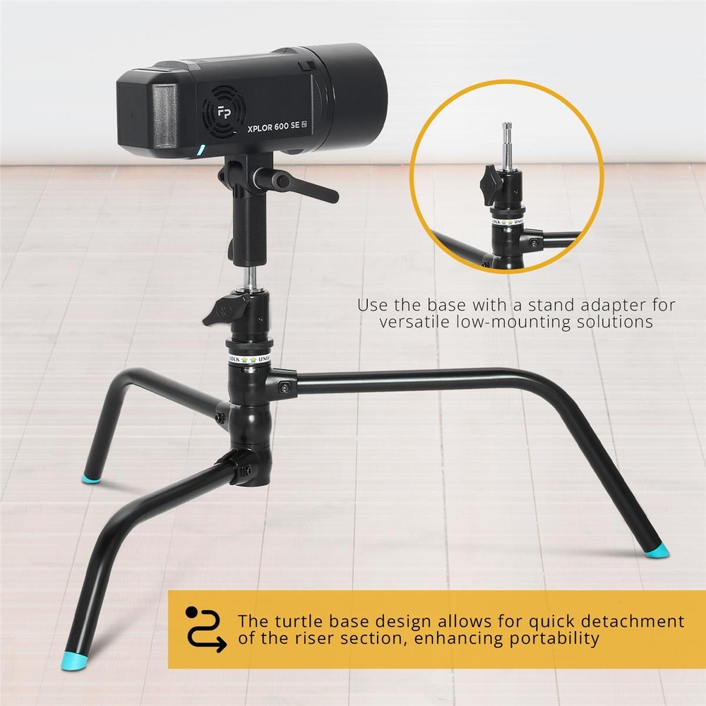Flashpoint 40" Quick Release Turtle Base C-Stand Kit, Grip Head Arm (Black)