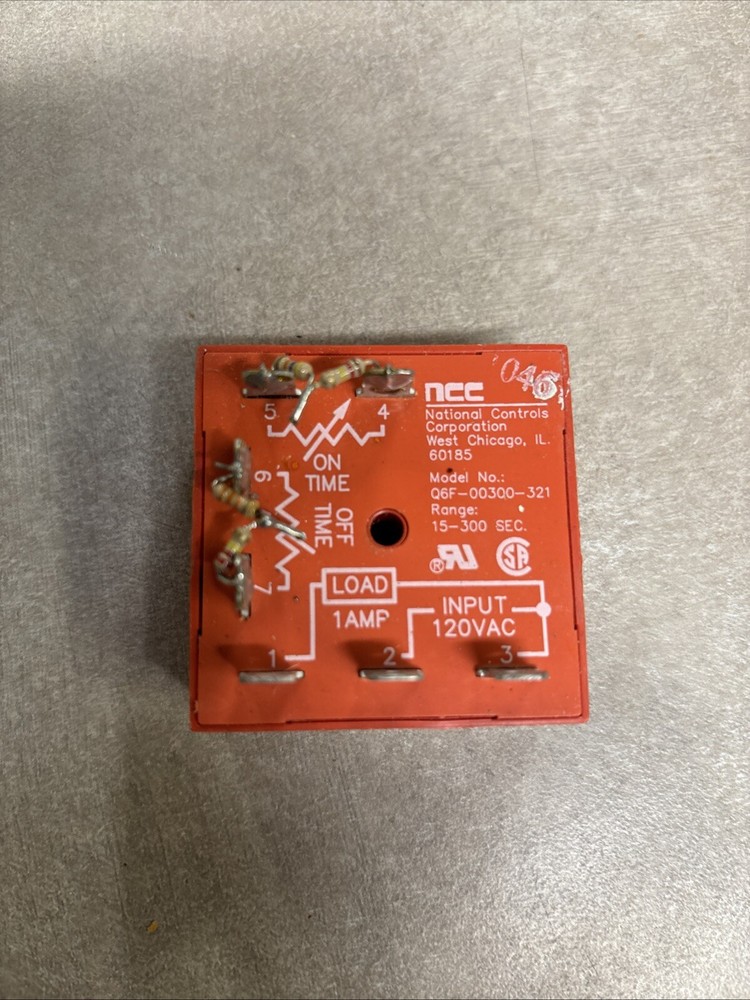 NCC #Q6F-00300-326 SOLID STATE TIME DELAY RELAY (15-300 SEC. RANGE) K125