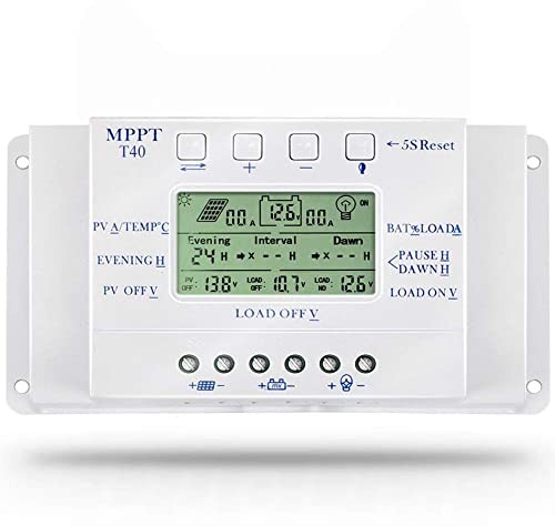 Solar Charge Controller 40 amp Solar Panel Regulator with Load Timer, 12V 40A