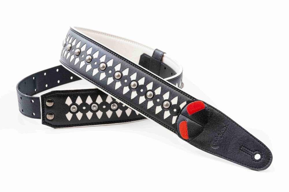 RightOn! Armour Design Guitar Strap; White