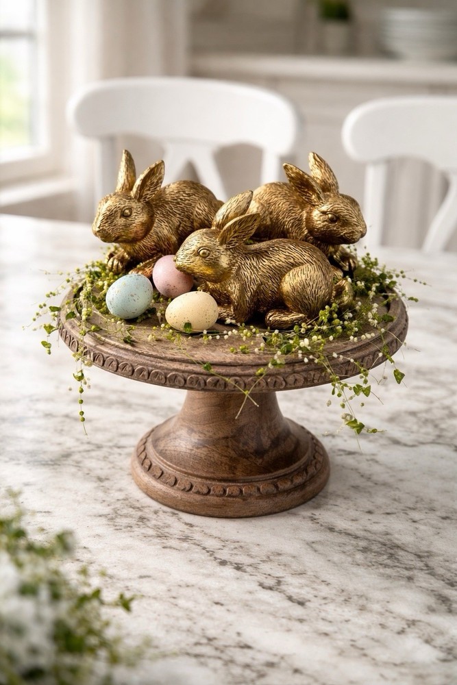 Medium Gold  Resin Sitting Bunny