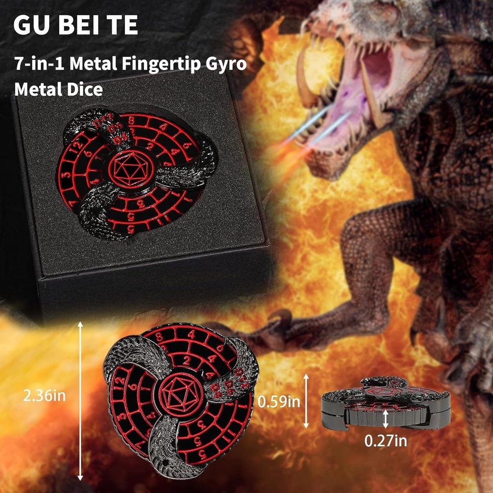 Exquisite Metal DND Spinner Dice Set with Gift Box - Dragon Scale Design