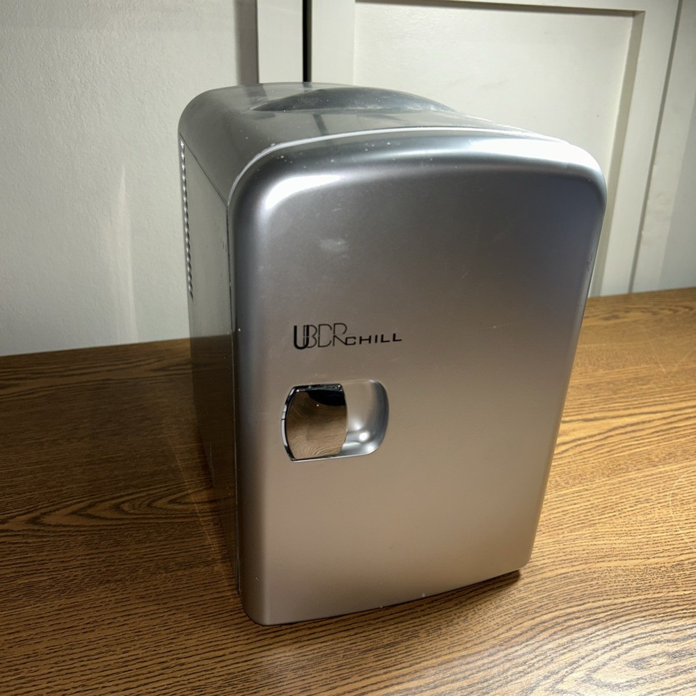 UberChill Mini Fridge Silver Personal Compact Refrigerator Unused