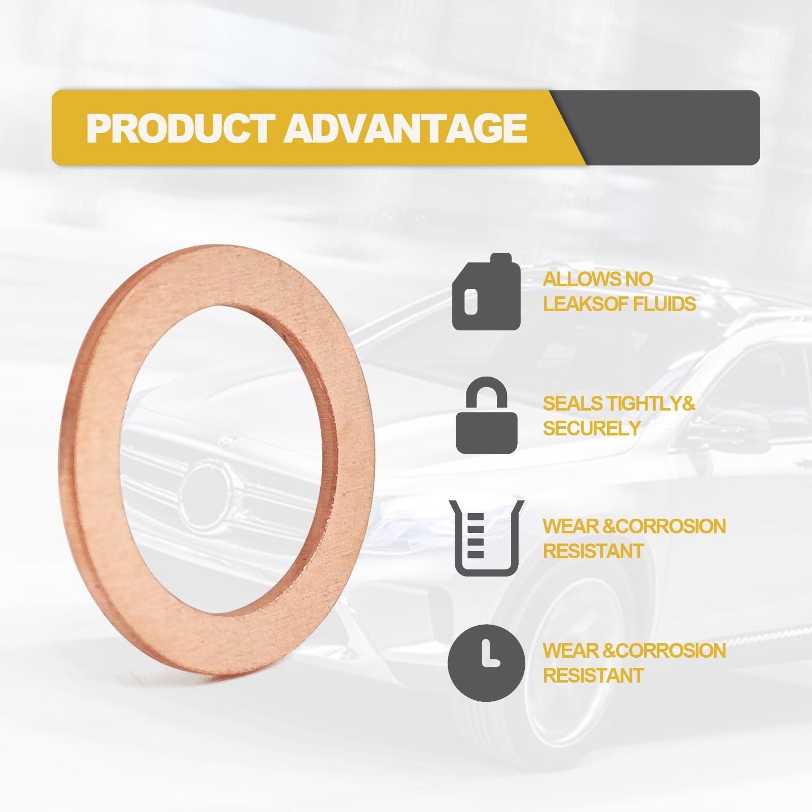 15 Pcs Copper Oil Drain Plug Gaskets for Mercedes - 14mm OEM Replacement