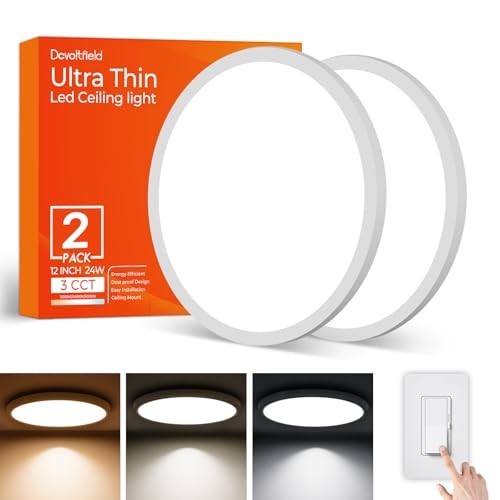 2Pack 12Inch LED Flush Mount Ceiling Light 12inch-2Pack White-3CCT Dimm.