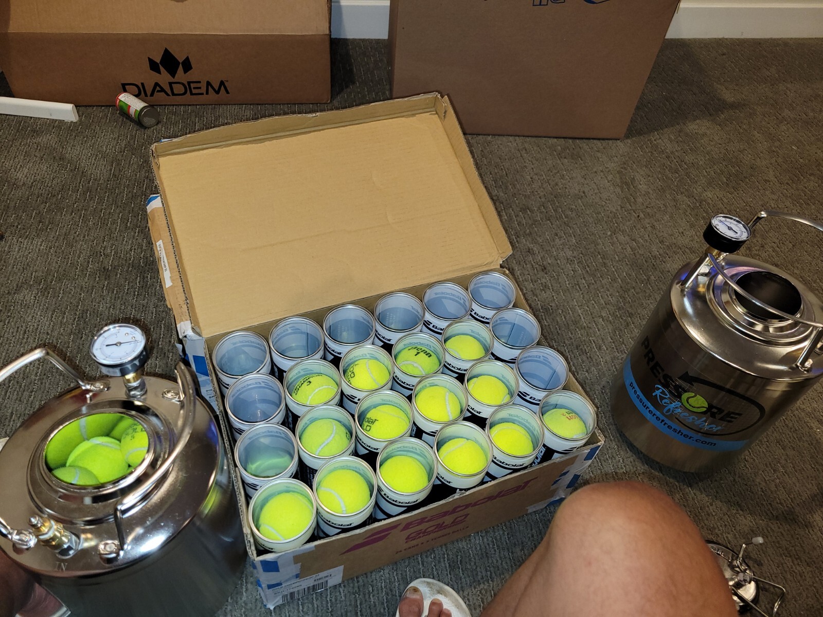 Repressured used tennis balls that bounce as fresh can. 100 Balls for $47