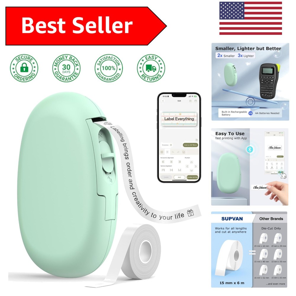 Compact E10 Bluetooth Label Printer with 35 Fonts & 1K Icons for Quick Labeling