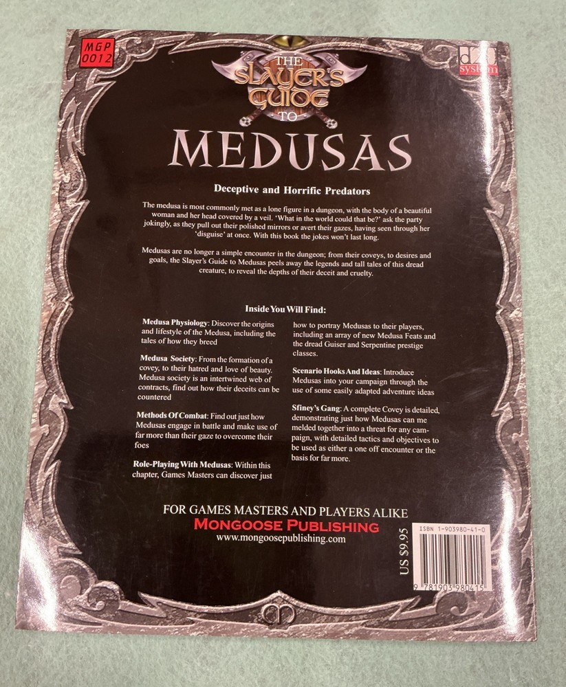 D20 The Slayers Guide To Medusas