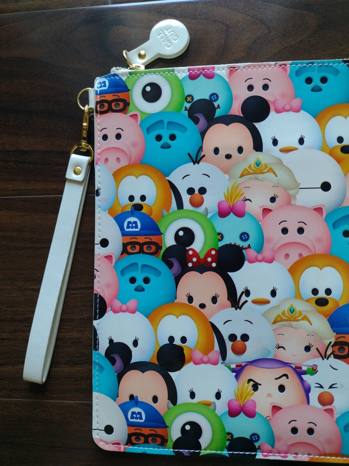 Large Disney Tsum Tsum Zip Pouch Wallet Call Out Vinyl Microfiber bag case 10x14