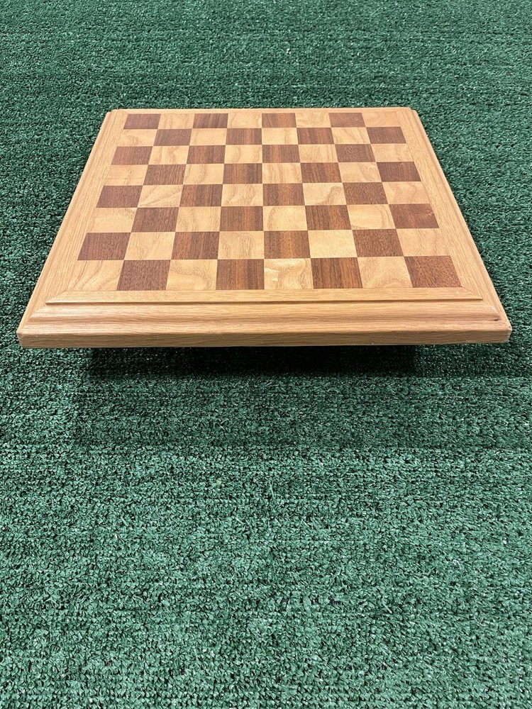 Vintage Hand Made Solid Oak Chess-Checker Board