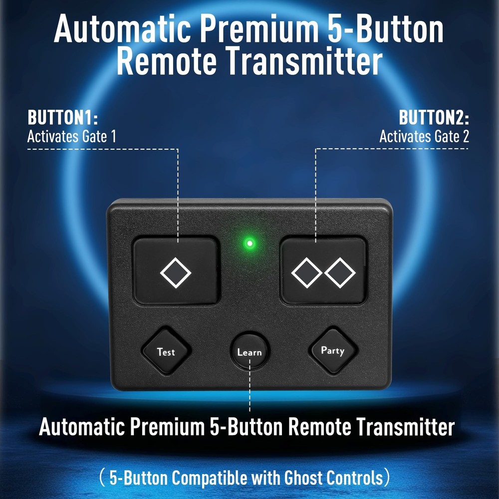 2 for Ghost Controls Gate Opener Remote Automatic Premium 5-Button Transmitte...