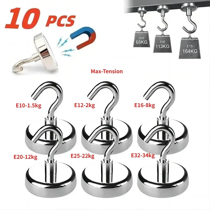 10PCS Strong Magnet Hooks Multi-Purpose Storage Hooks Home Kitchen Bar Storage H