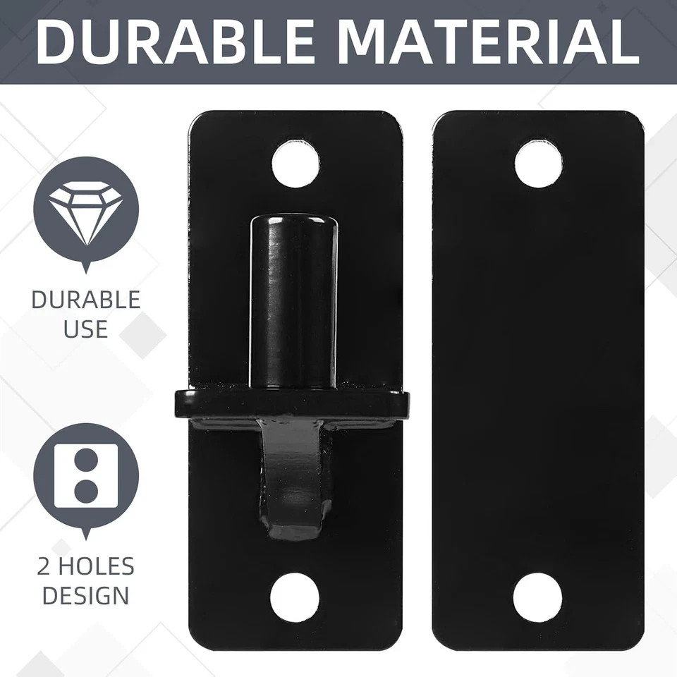 Wall Mount Gate Hinges, Black Farm Gate Hinge, 2 Pack Chain Link Fence Gate Hing