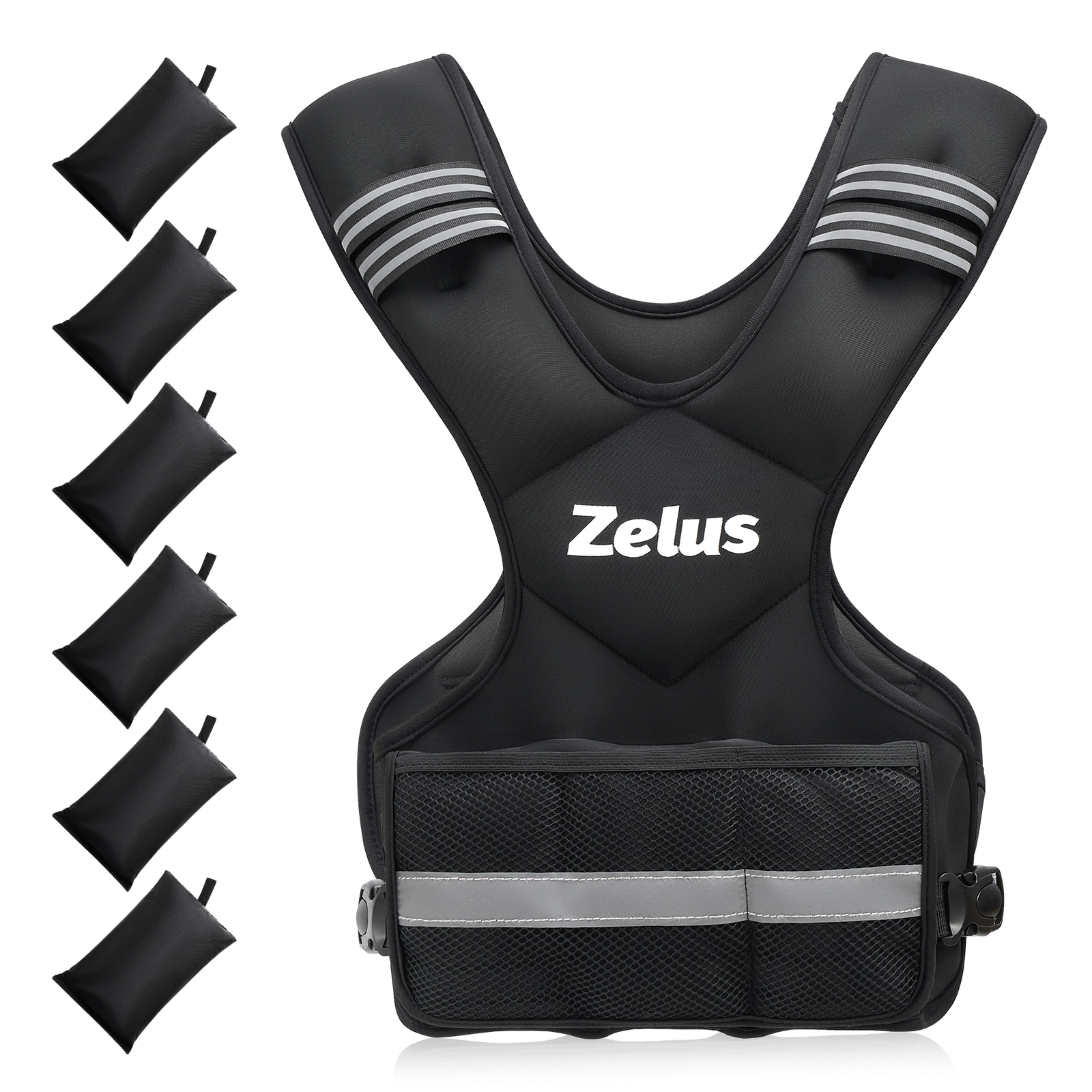 ZELUS Adjustable Weighted Vest 4-10lb/11-20lb/20-32lb Vest with 6 Weights NEW🔥