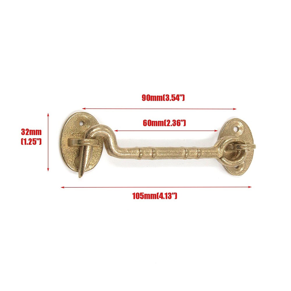 4 Inch Solid Antique Brass Privacy Hook Eye Latch Window Cabinet Gate Lock