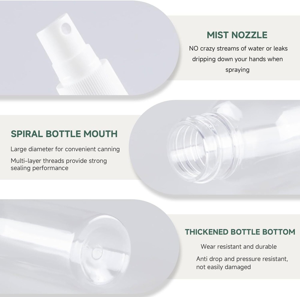 2OZ 3Pack Small Spray Bottle 60ml, Clear Plastic Mini Bottle,
